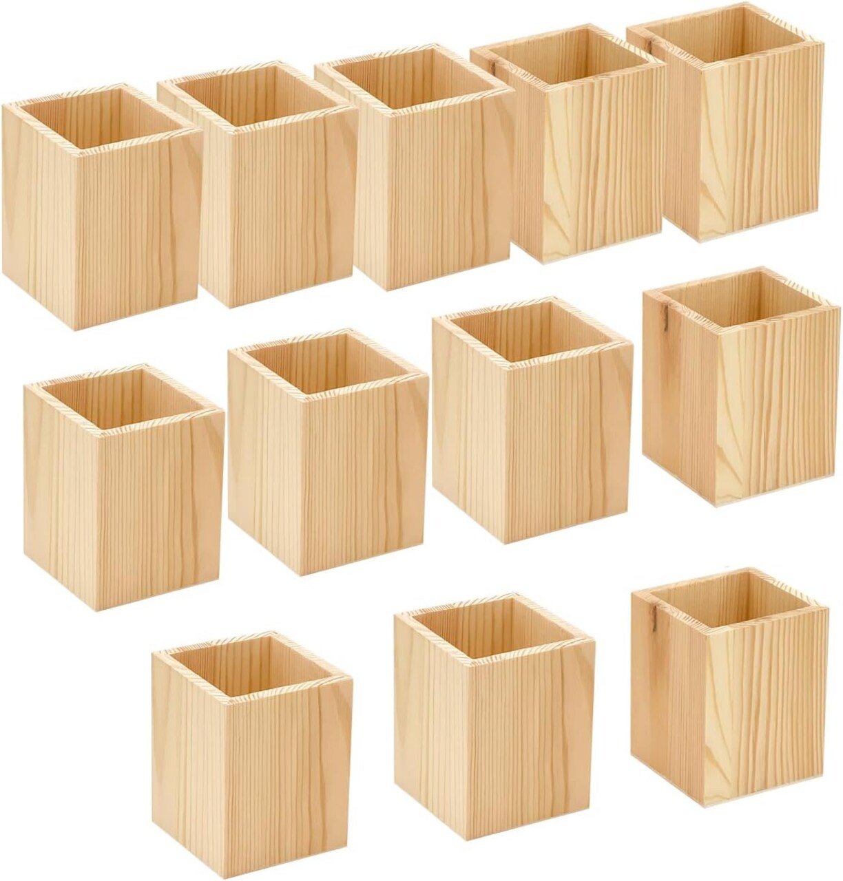 12 Pack Wood Crates Pen hlolder Unfinished Wooden Pencil Holder